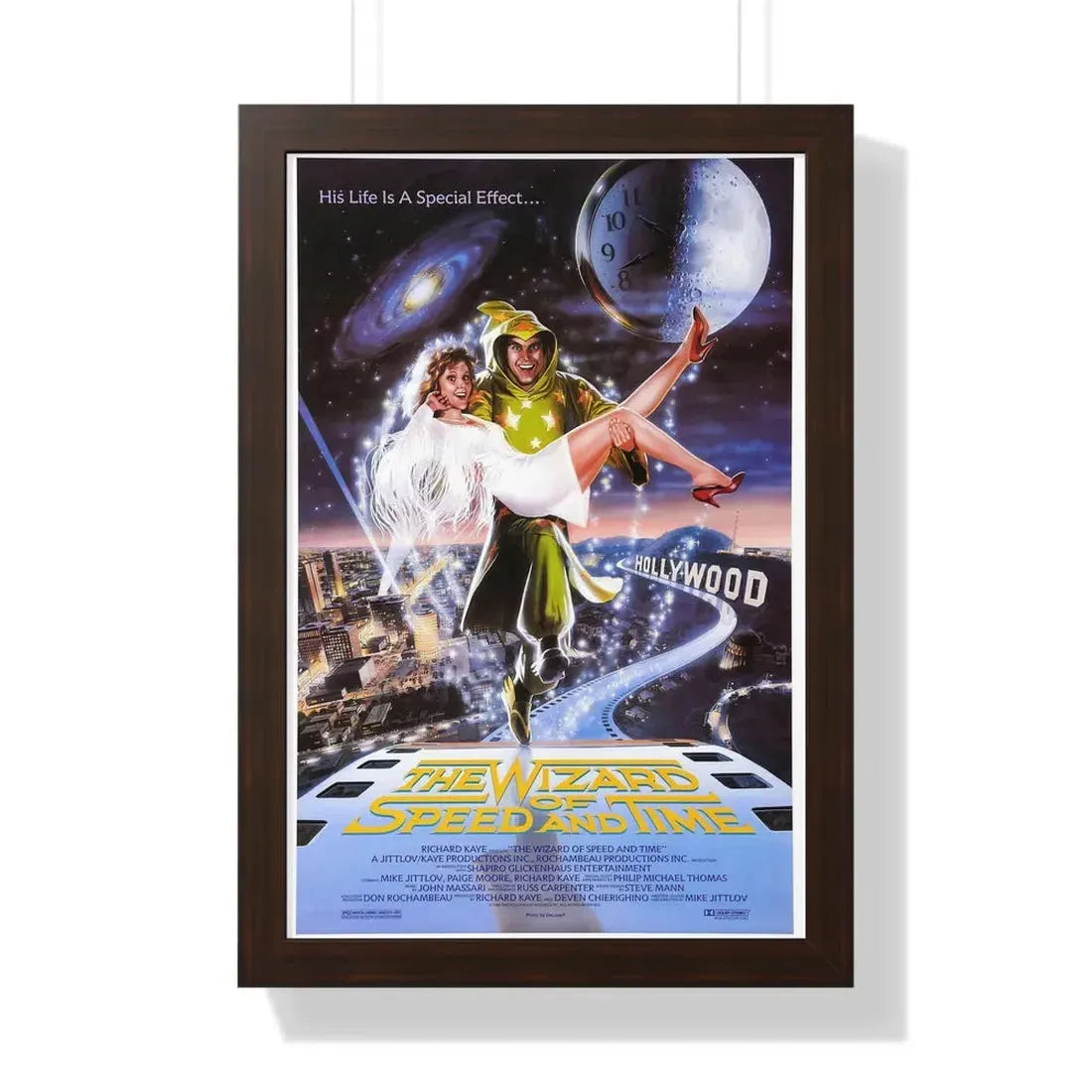 THE WIZARD OF SPEED AND TIME 1988 - Framed Movie Poster 16″ x 24″ Walnut - The Sticker Space