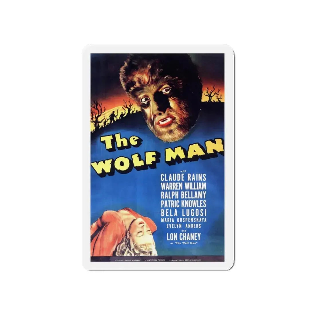 THE WOLF MAN 1941 Movie Poster - Refrigerator Magnet 4 Inch Die-Cut - The Sticker Space