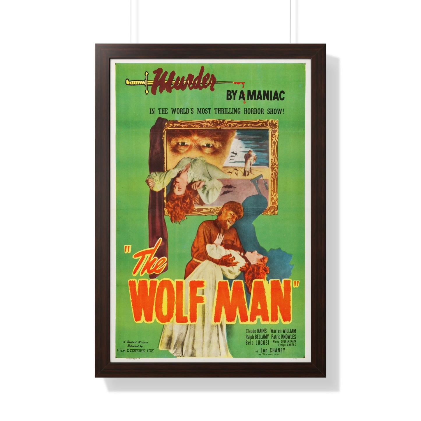 THE WOLF MAN (REISSUE) 1941 - Framed Movie Poster-20" x 30"-The Sticker Space