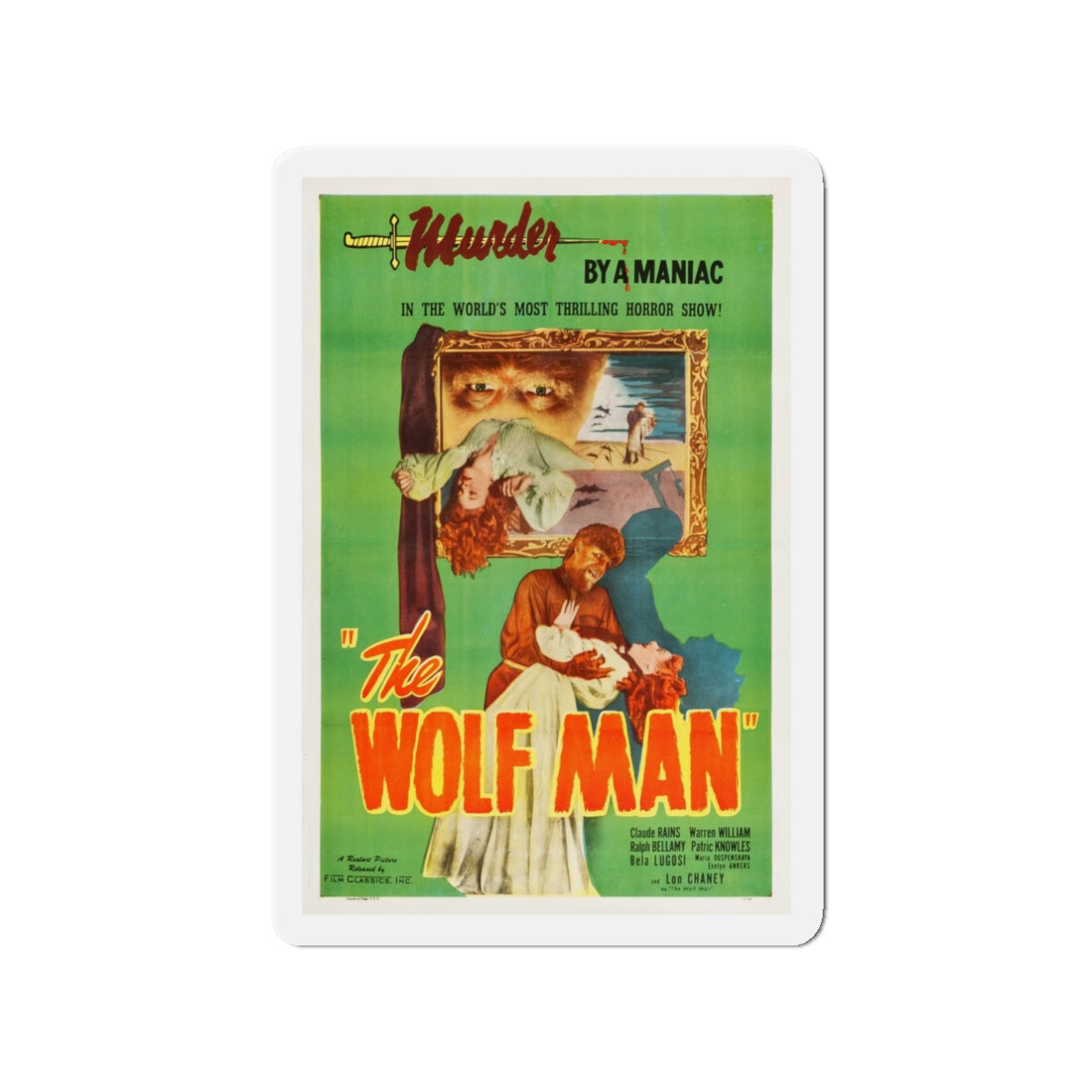 THE WOLF MAN (REISSUE) 1941 Movie Poster - Refrigerator Magnet