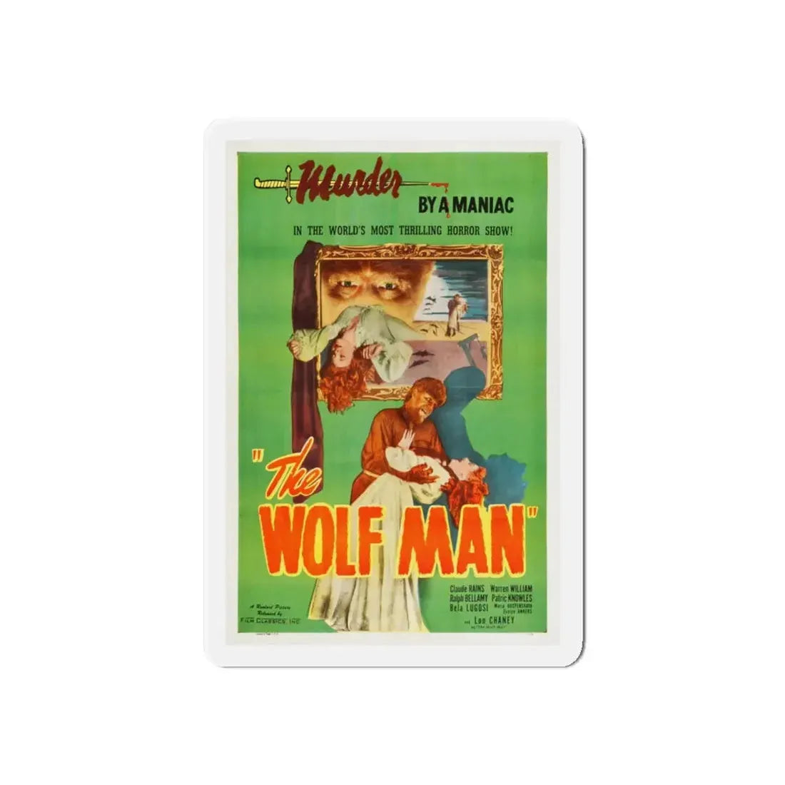 THE WOLF MAN (REISSUE) 1941 Movie Poster - Refrigerator Magnet 6 Inch Die-Cut - The Sticker Space