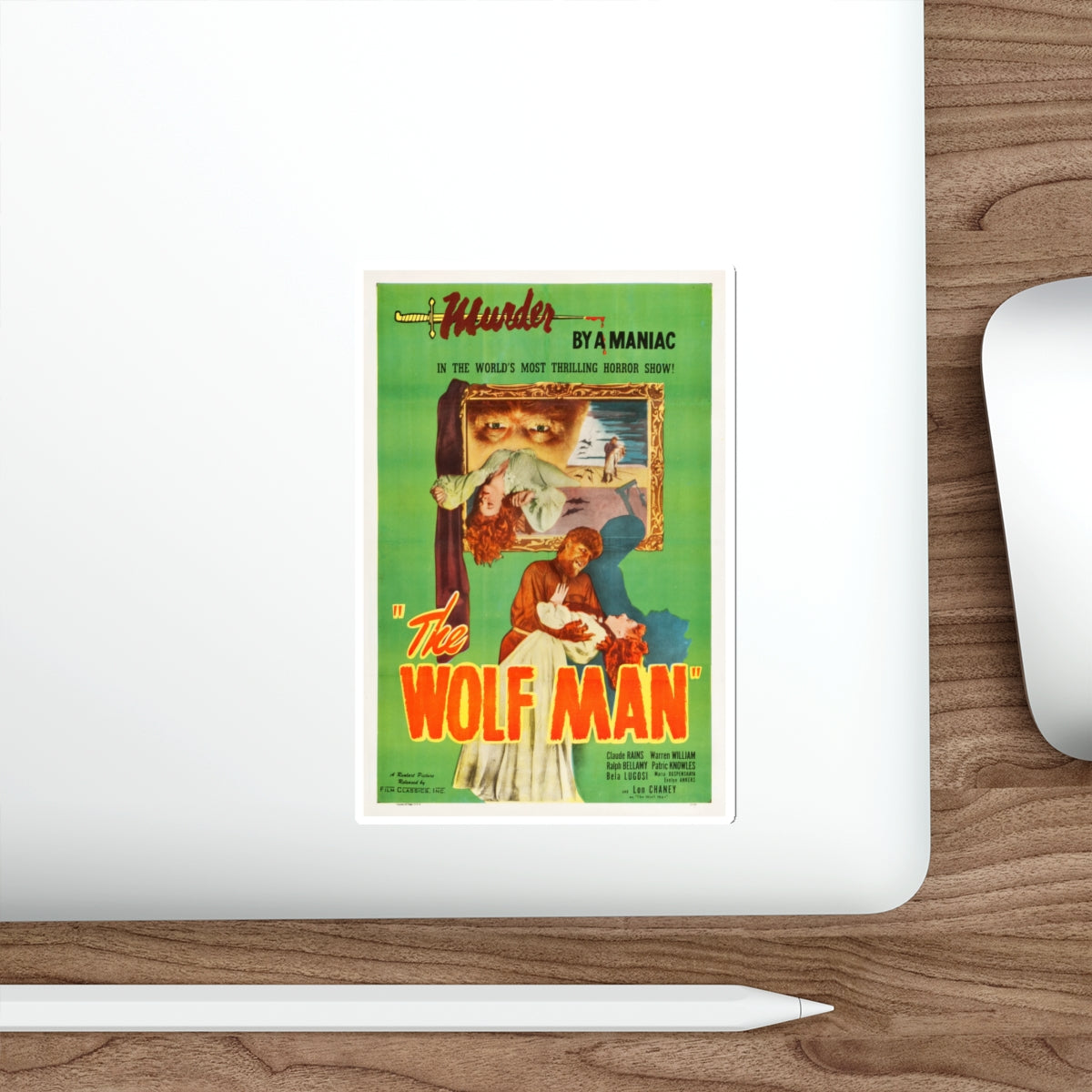 THE WOLF MAN (REISSUE) 1941 Movie Poster STICKER Vinyl Die-Cut Decal-The Sticker Space