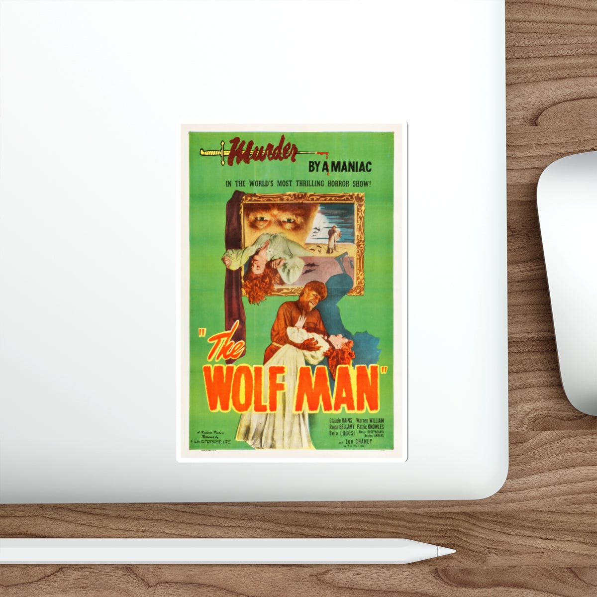 THE WOLF MAN (REISSUE) 1941 Movie Poster STICKER Vinyl Die-Cut Decal-The Sticker Space