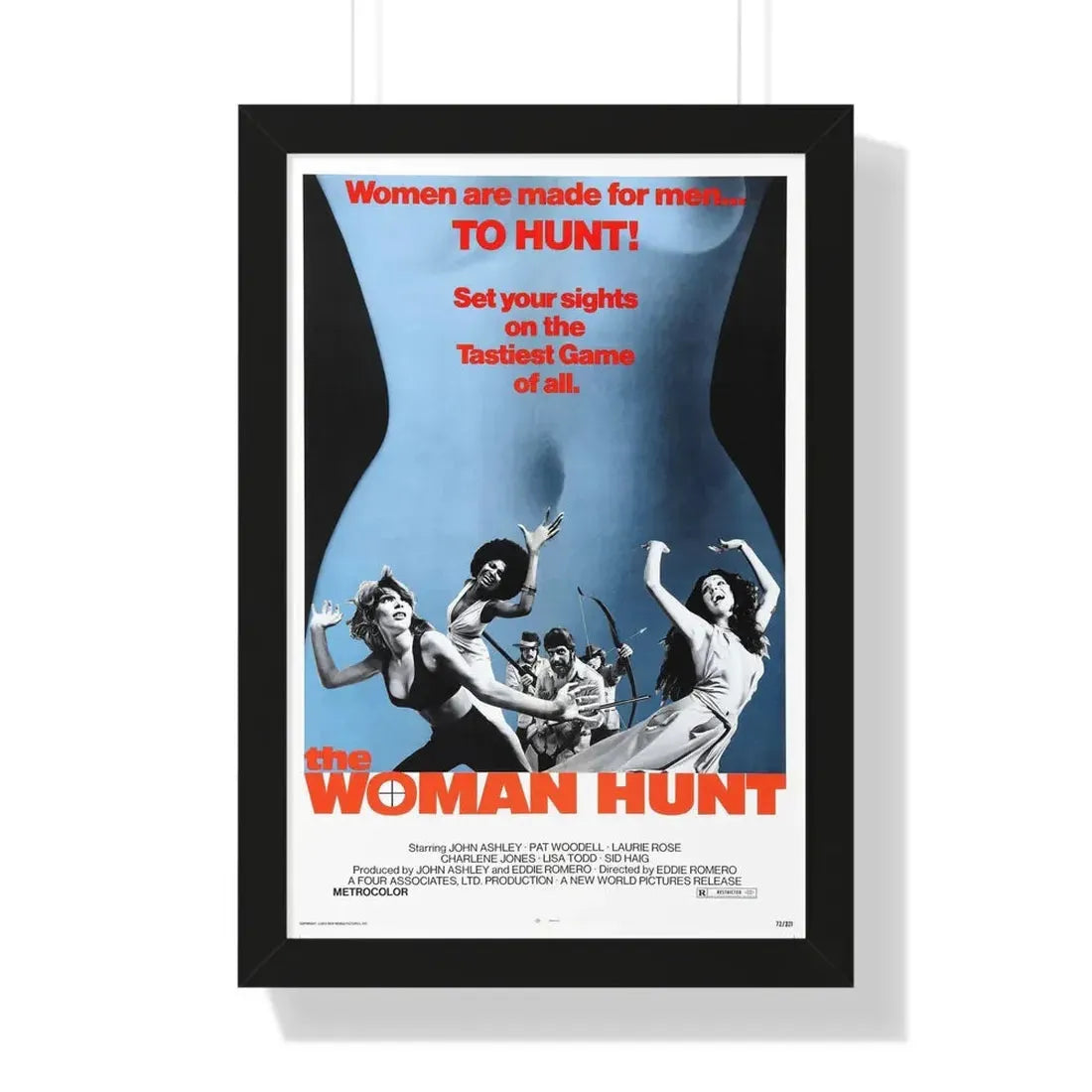 THE WOMAN HUNT 1972 - Framed Movie Poster 16″ x 24″ Black - The Sticker Space