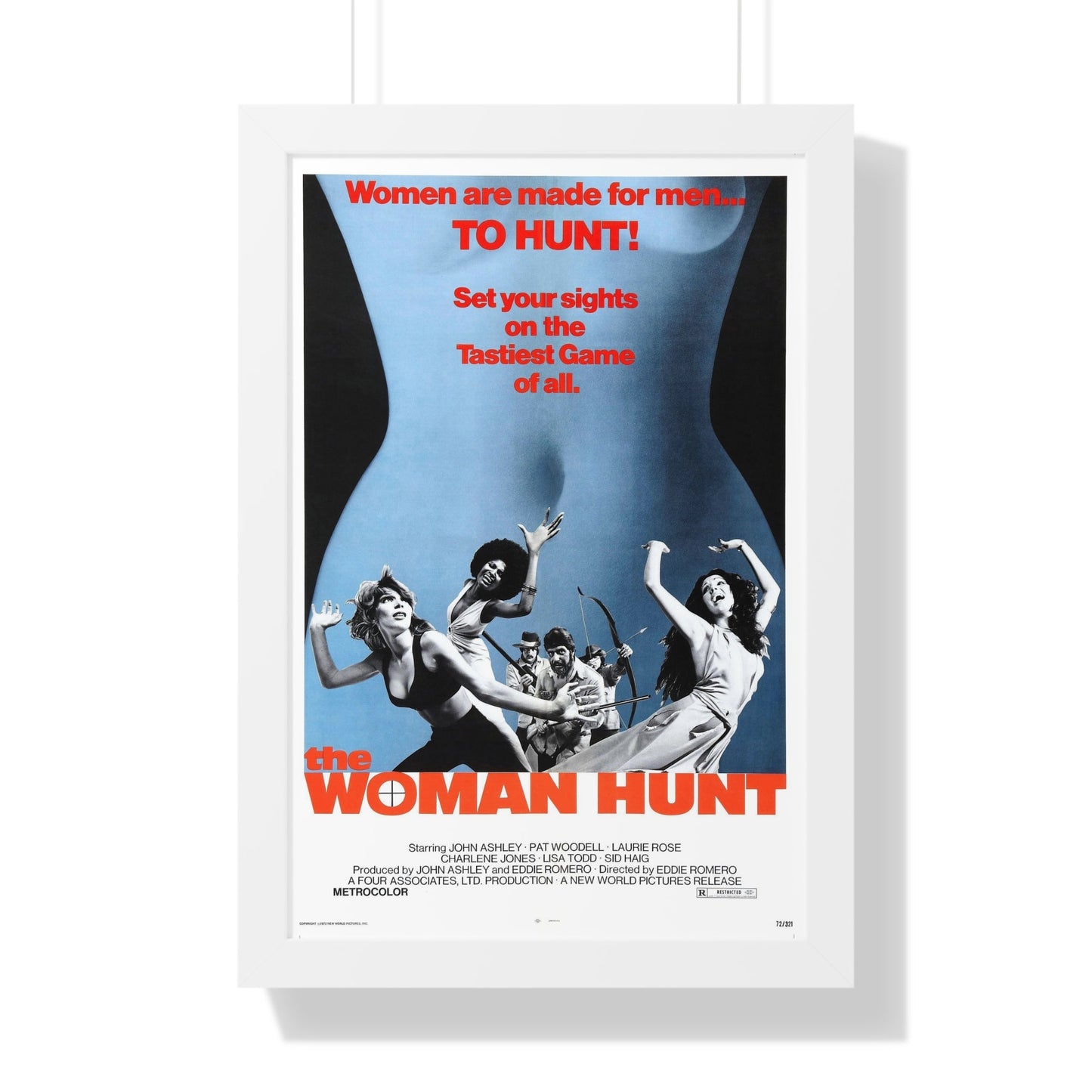 THE WOMAN HUNT 1972 - Framed Movie Poster-16″ x 24″-The Sticker Space