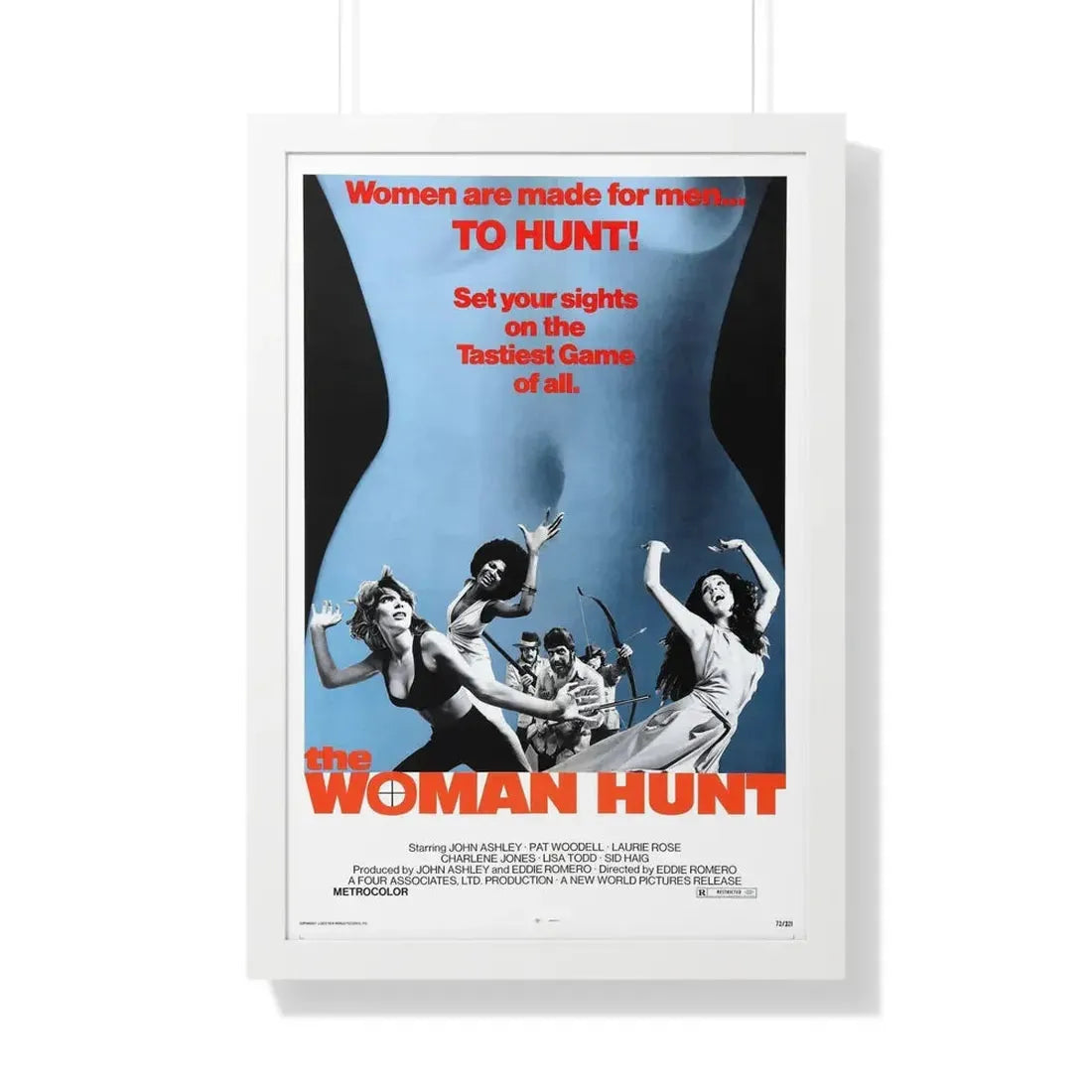 THE WOMAN HUNT 1972 - Framed Movie Poster 20" x 30" White - The Sticker Space