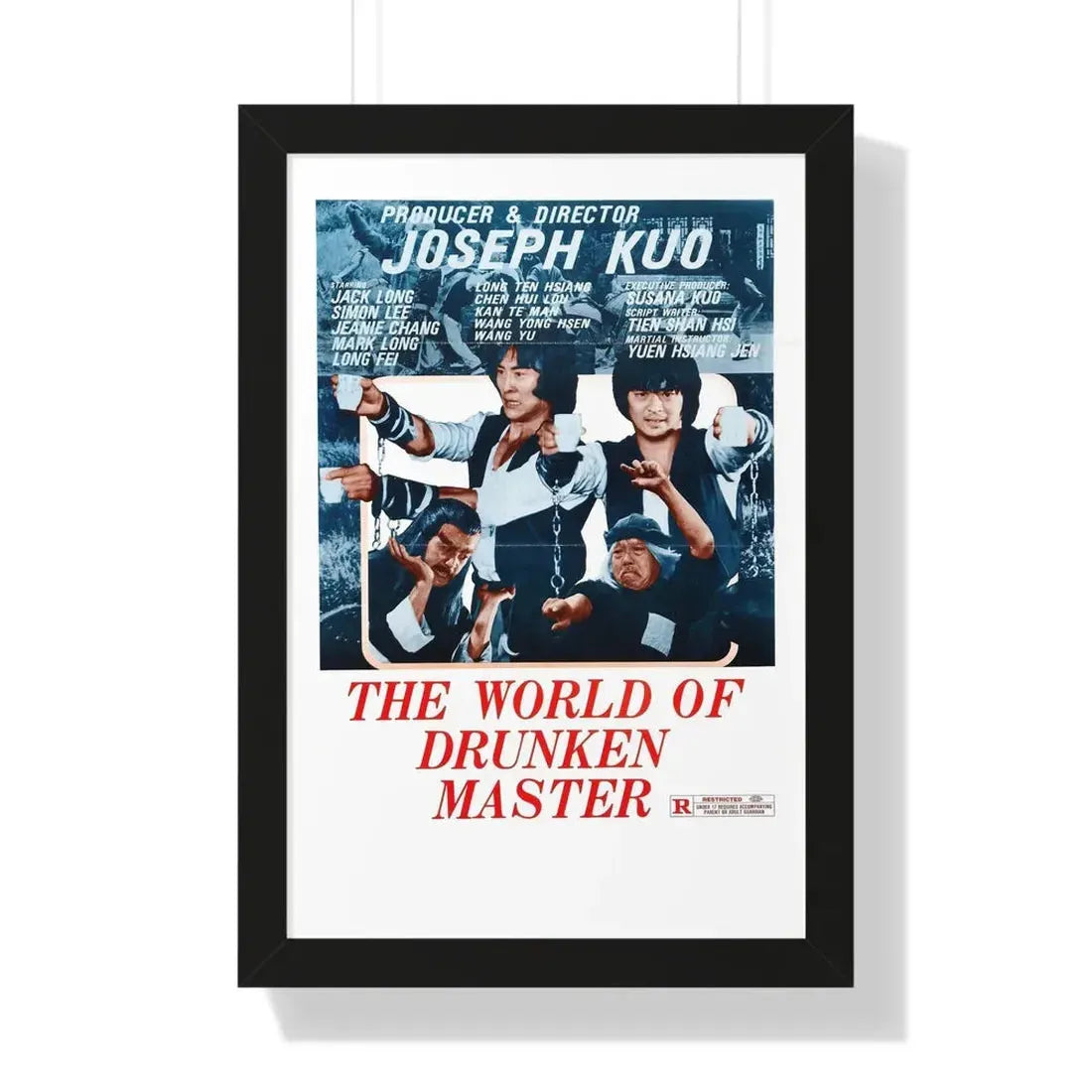 THE WORLD OF DRUNKEN MASTER 1979 - Framed Movie Poster 16″ x 24″ Black - The Sticker Space