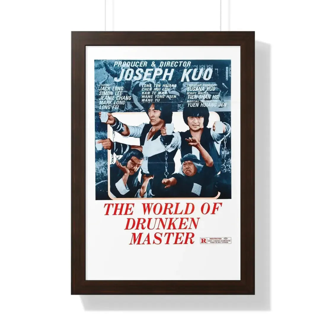 THE WORLD OF DRUNKEN MASTER 1979 - Framed Movie Poster 16″ x 24″ Walnut - The Sticker Space