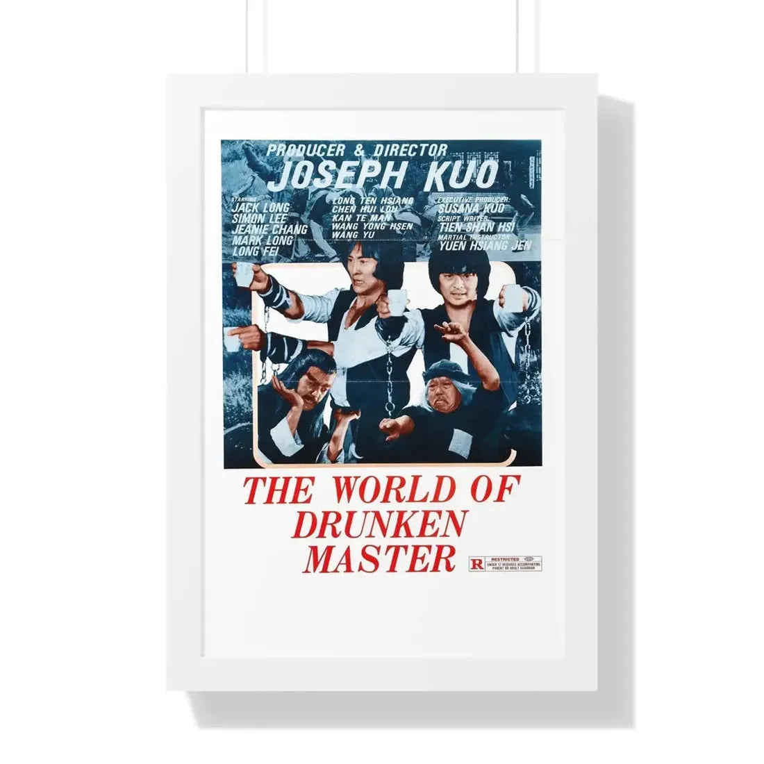 THE WORLD OF DRUNKEN MASTER 1979 - Framed Movie Poster 16″ x 24″ White - The Sticker Space