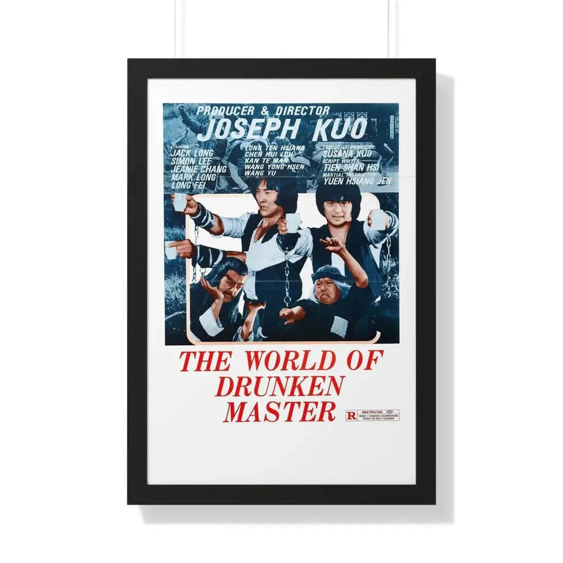 THE WORLD OF DRUNKEN MASTER 1979 - Framed Movie Poster 20" x 30" Black - The Sticker Space