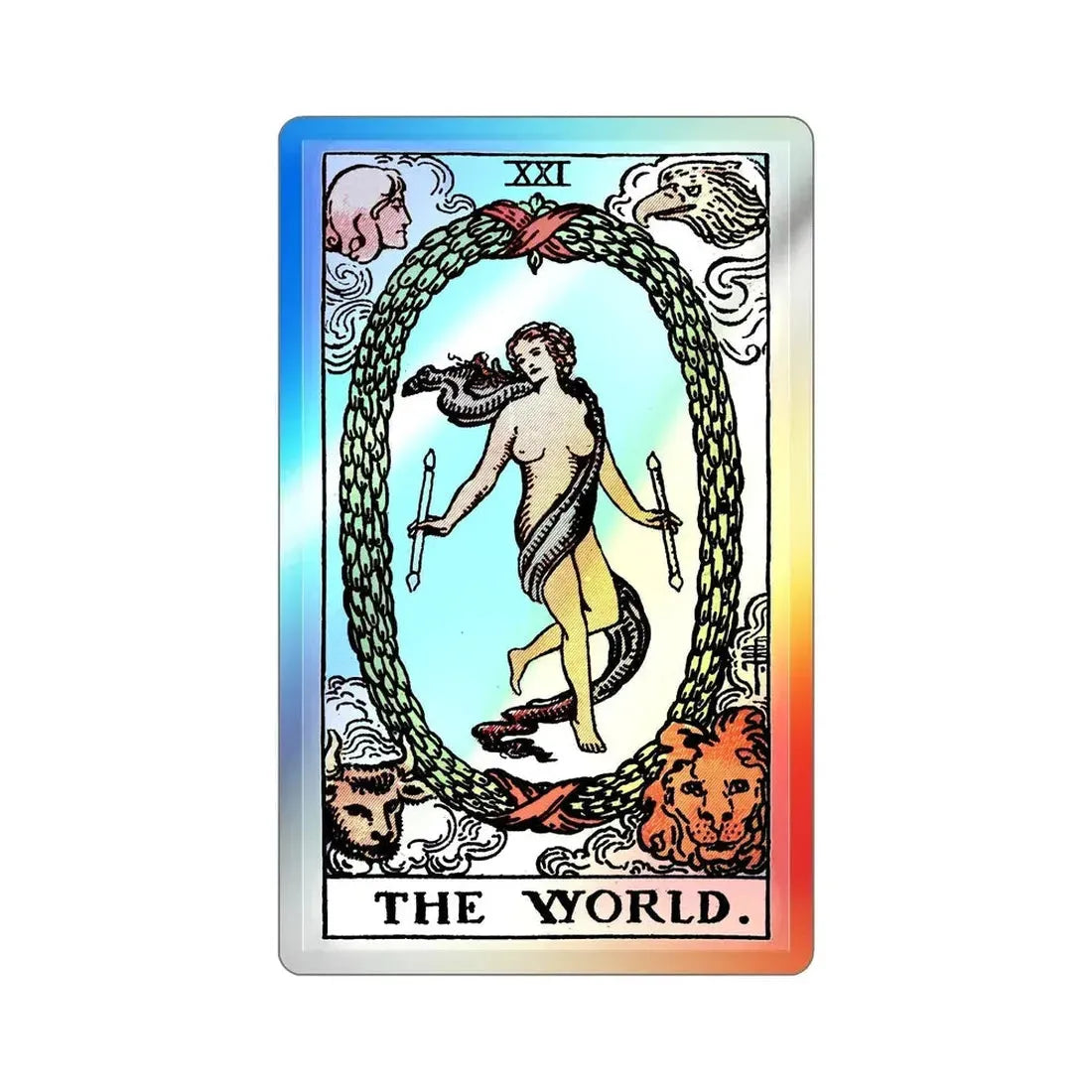 The World (Tarot Card) Holographic STICKER Die-Cut Vinyl Decal 2 Inch Holographic - The Sticker Space