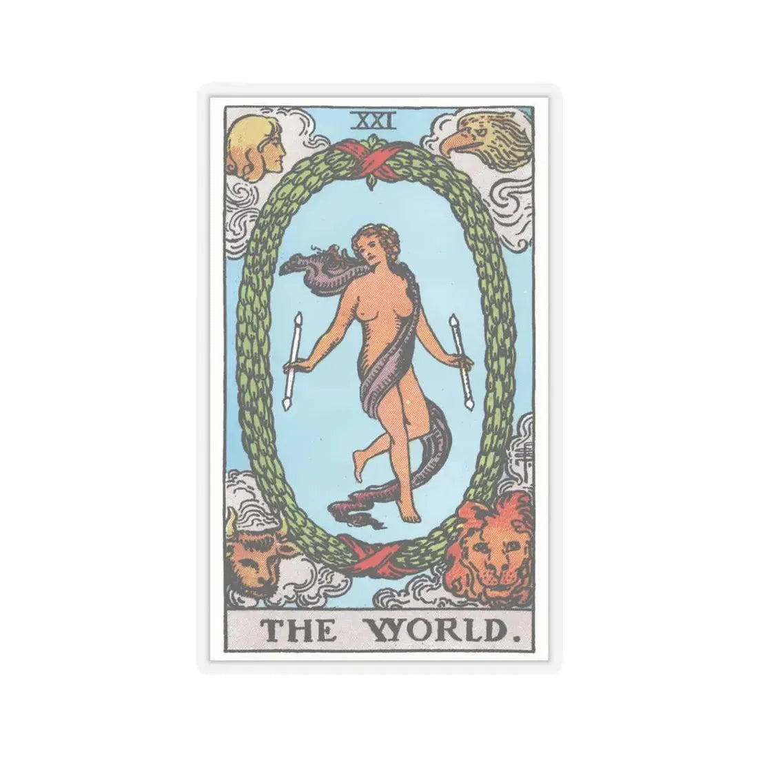 The World (Tarot Card) STICKER Vinyl Kiss-Cut Decal 4 Inch Transparent - The Sticker Space