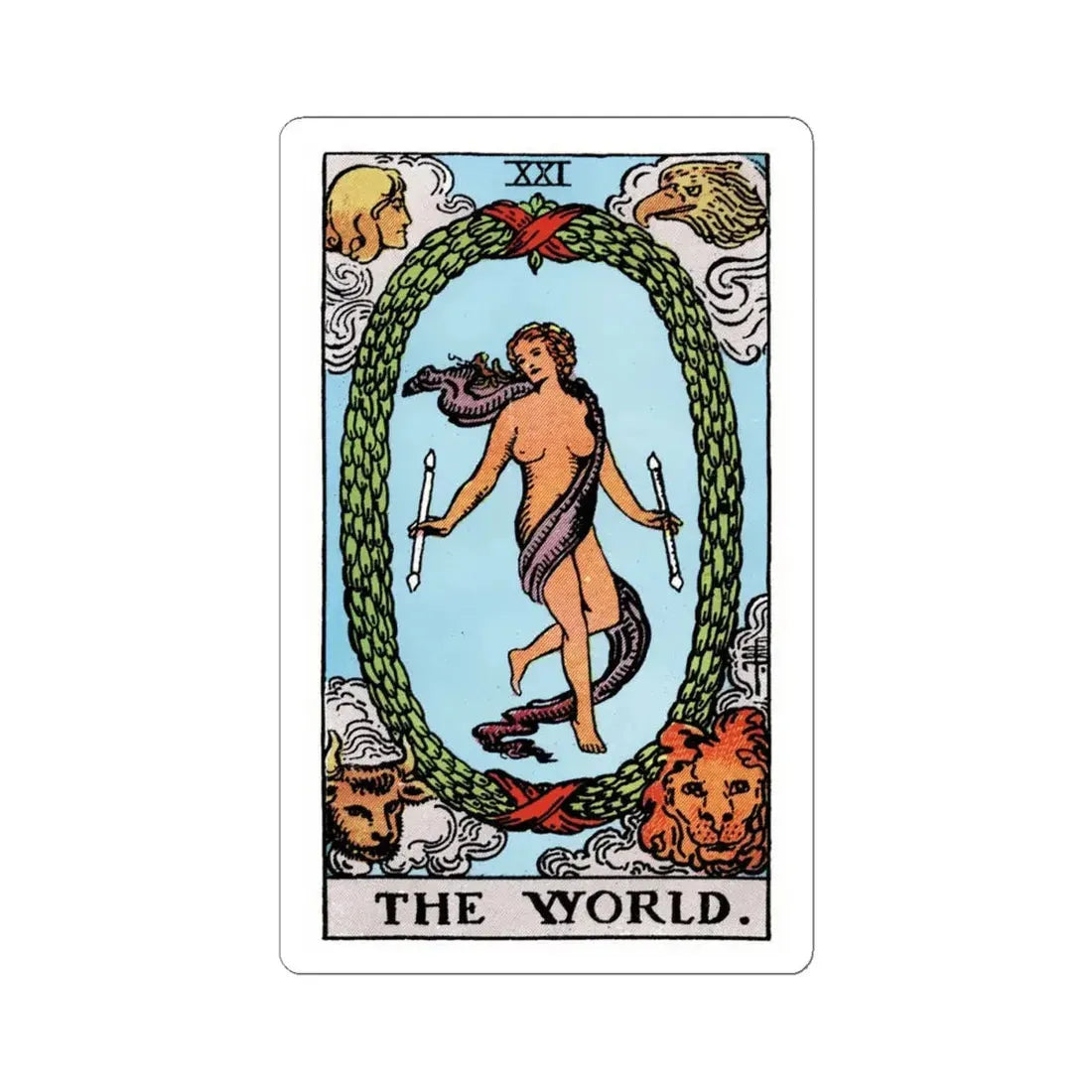 The World (Tarot Card) STICKER Vinyl Kiss-Cut Decal 4 Inch White - The Sticker Space