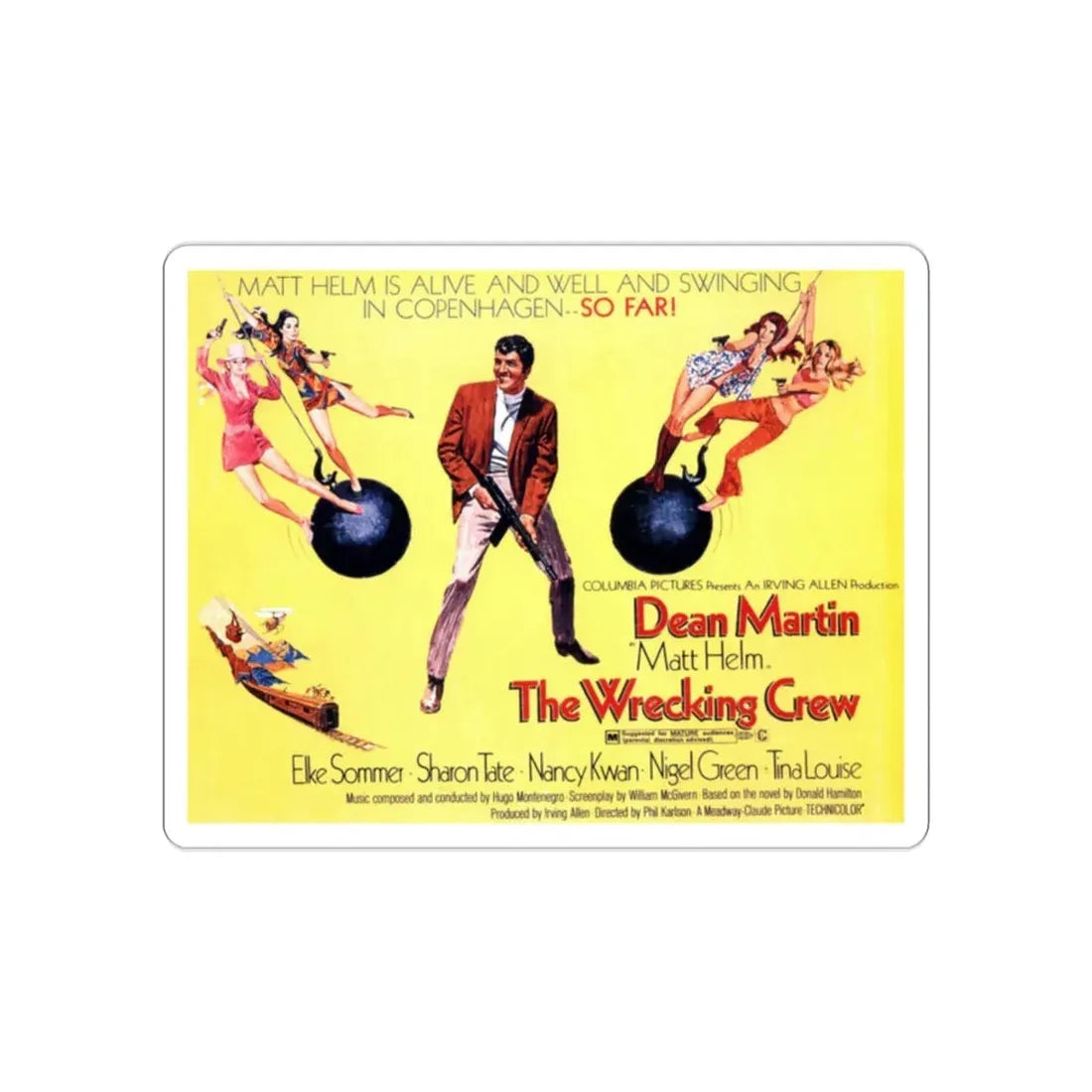 The Wrecking Crew 1969 Movie Poster STICKER Vinyl Die-Cut Decal 2 Inch - The Sticker Space