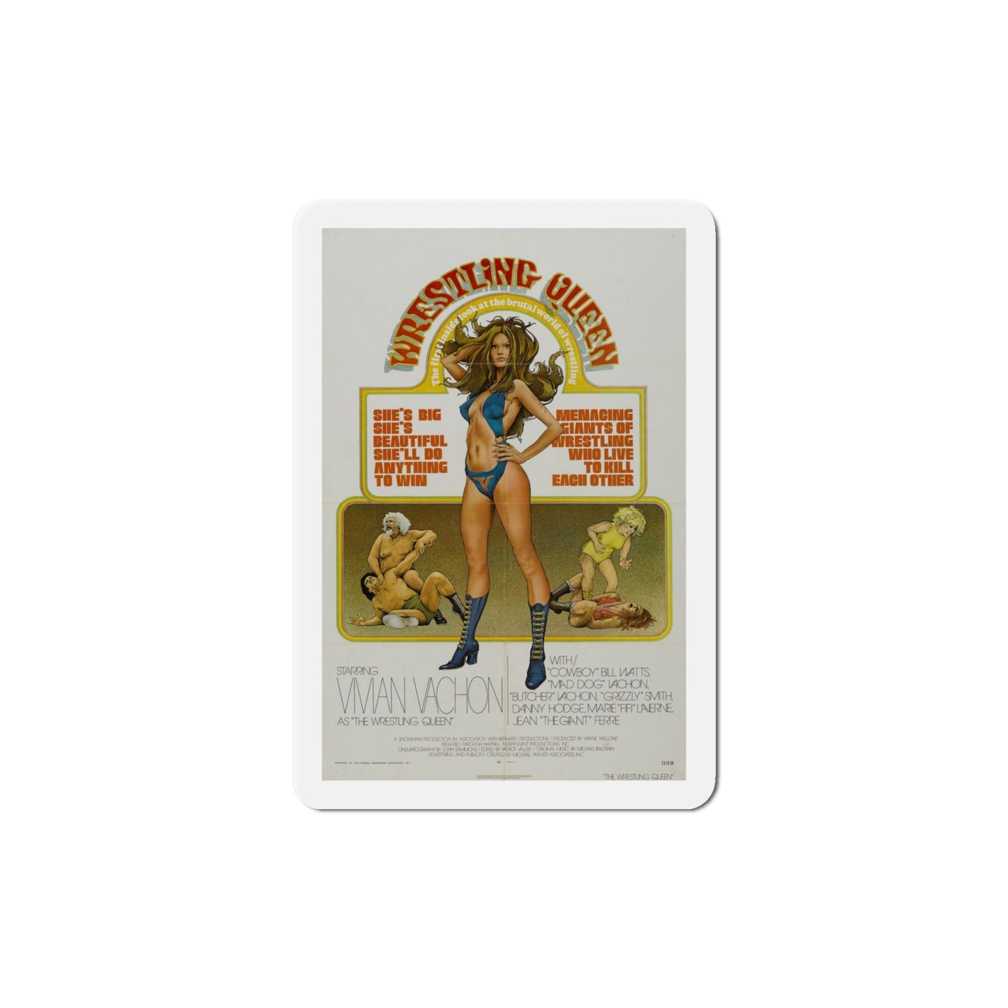 The Wrestling Queen 1975 Movie Poster Die-Cut Magnet-4" x 4"-The Sticker Space