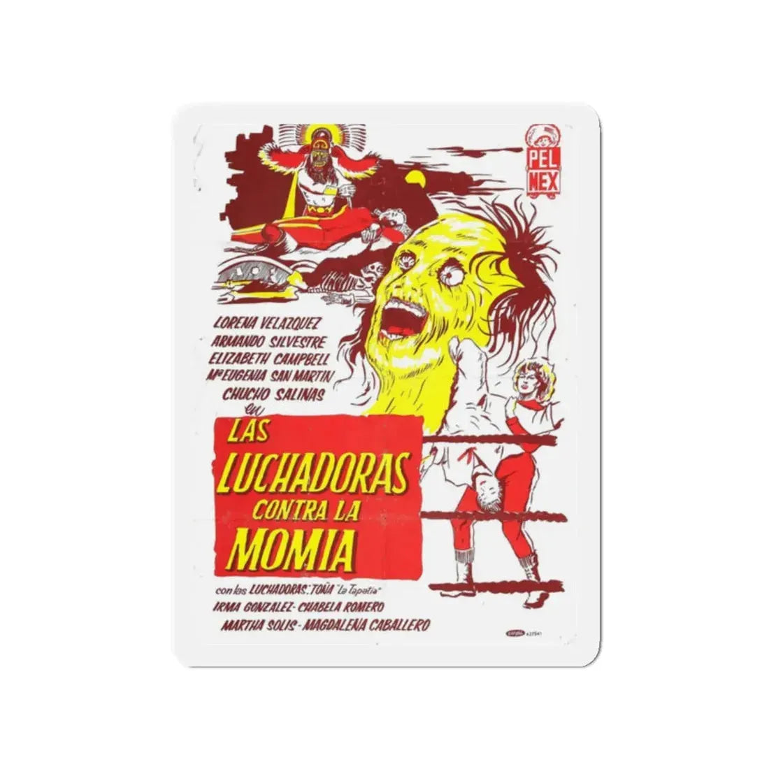 THE WRESTLING WOMEN VS THE AZTEC MUMMY (2) 1964 Movie Poster - Refrigerator Magnet 2 Inch Die-Cut - The Sticker Space