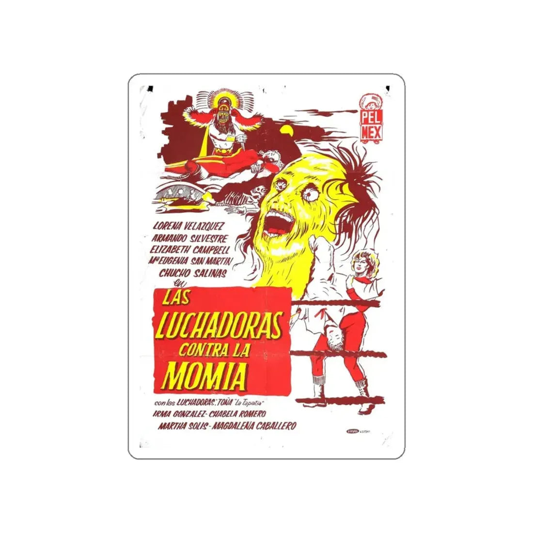 THE WRESTLING WOMEN VS THE AZTEC MUMMY (2) 1964 Movie Poster STICKER Vinyl Die-Cut Decal 6 Inch - The Sticker Space