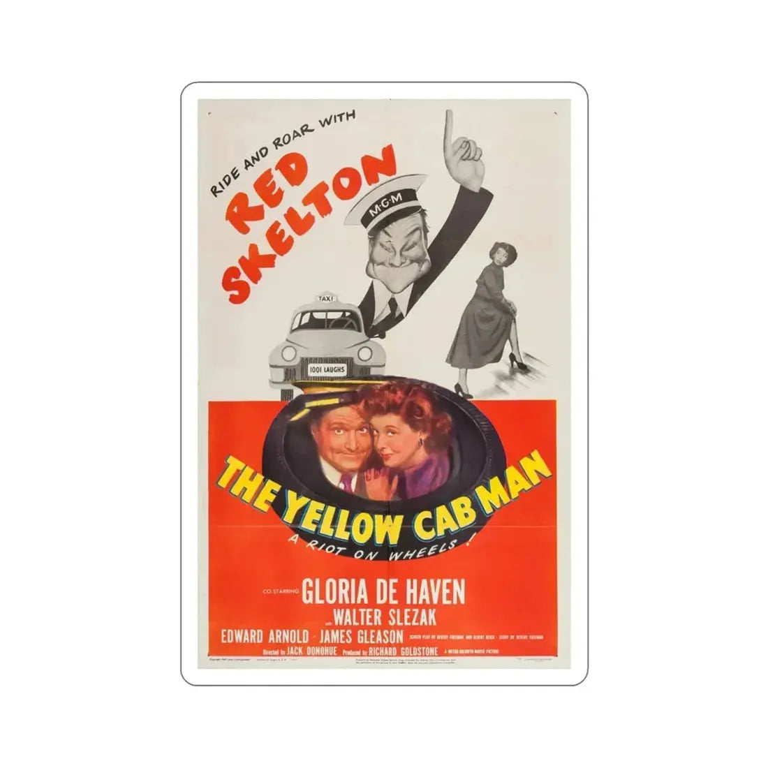 The Yellow Cab Man 1950 Movie Poster STICKER Vinyl Die-Cut Decal 3 Inch - The Sticker Space