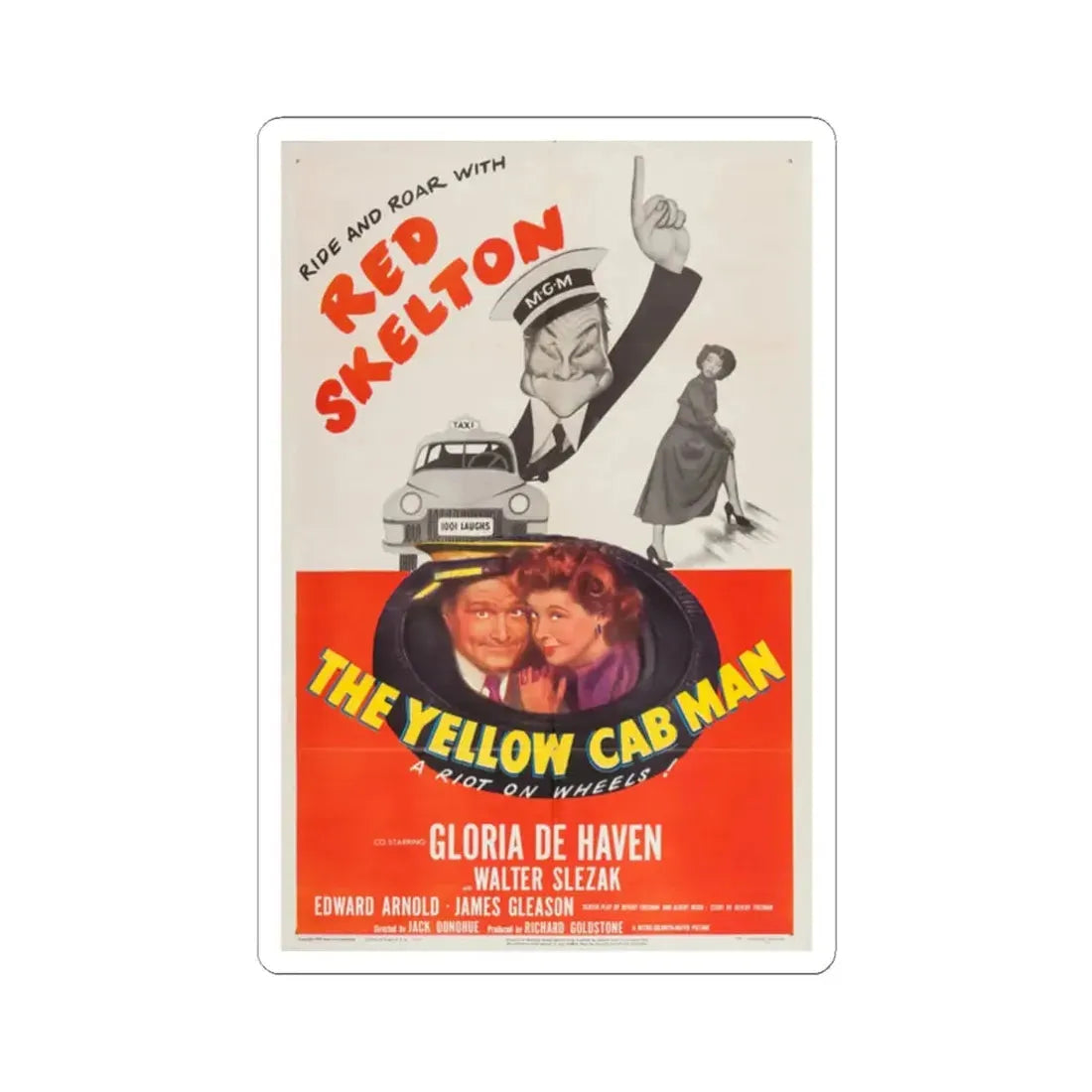 The Yellow Cab Man 1950 Movie Poster - STICKER Vinyl Kiss-Cut Decal 2 Inch White - The Sticker Space