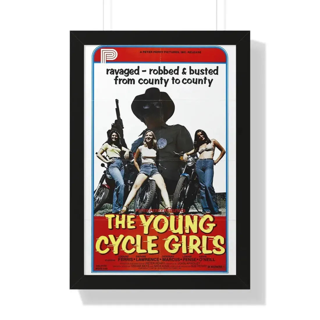THE YOUNG CYCLE GIRLS 1978 - Framed Movie Poster 16″ x 24″ Black - The Sticker Space