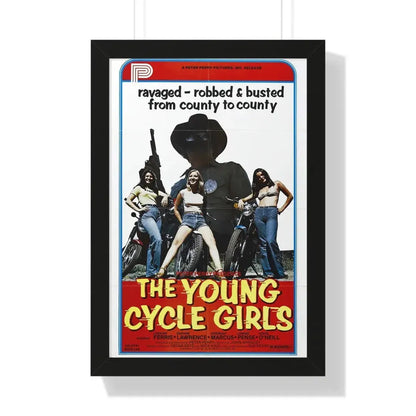 THE YOUNG CYCLE GIRLS 1978 - Framed Movie Poster 16″ x 24″ Black - The Sticker Space