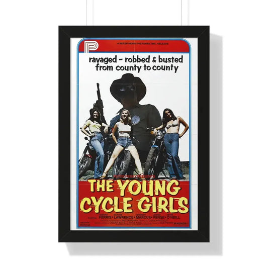 THE YOUNG CYCLE GIRLS 1978 - Framed Movie Poster 16″ x 24″ Black - The Sticker Space