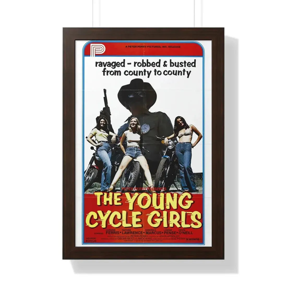 THE YOUNG CYCLE GIRLS 1978 - Framed Movie Poster 16″ x 24″ Walnut - The Sticker Space
