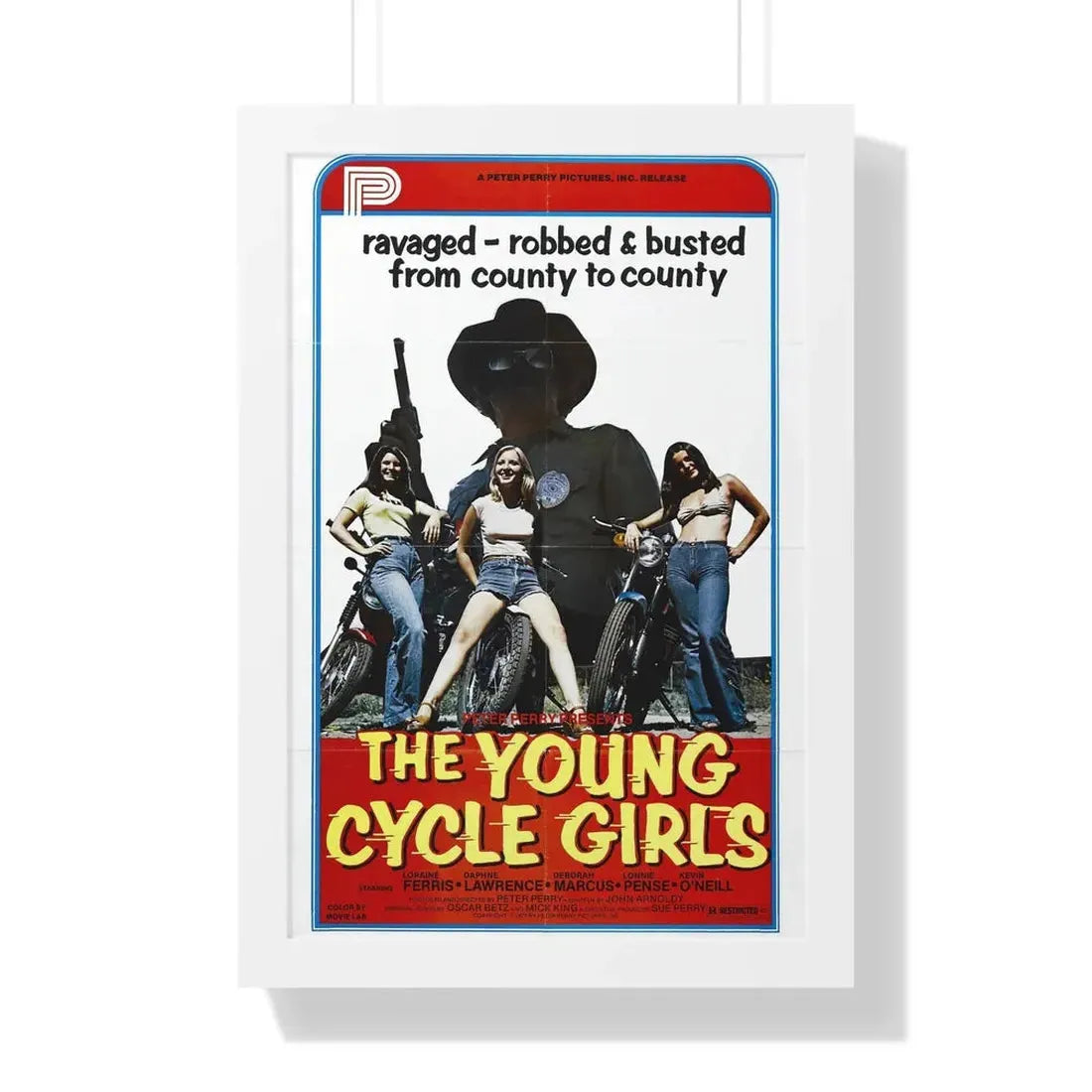 THE YOUNG CYCLE GIRLS 1978 - Framed Movie Poster 16″ x 24″ White - The Sticker Space