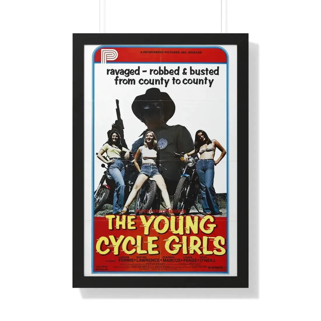 THE YOUNG CYCLE GIRLS 1978 - Framed Movie Poster 20" x 30" Black - The Sticker Space
