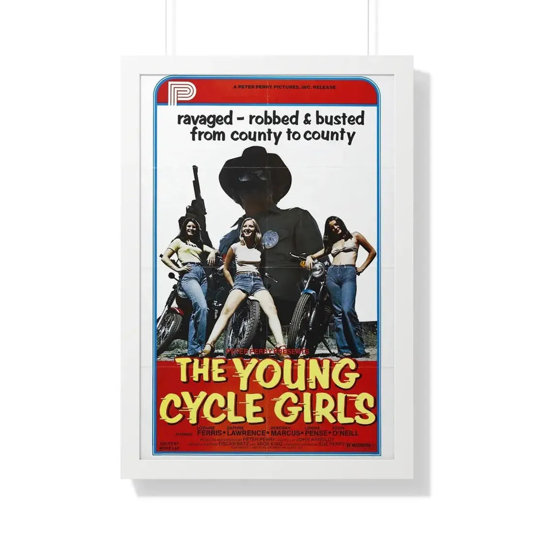 THE YOUNG CYCLE GIRLS 1978 - Framed Movie Poster 20" x 30" White - The Sticker Space