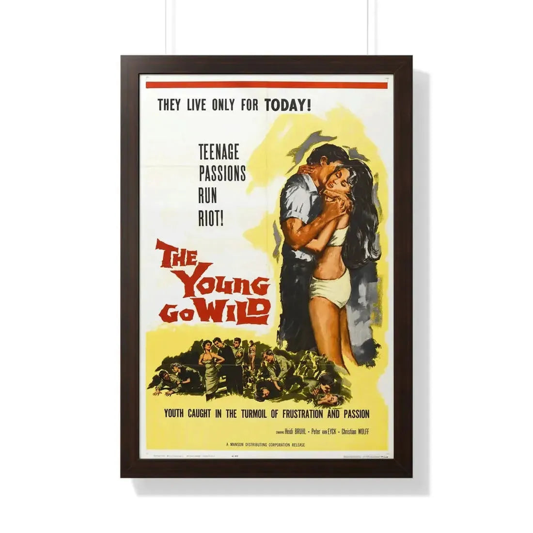 THE YOUNG GO WILD 1959 - Framed Movie Poster 20" x 30" Walnut - The Sticker Space
