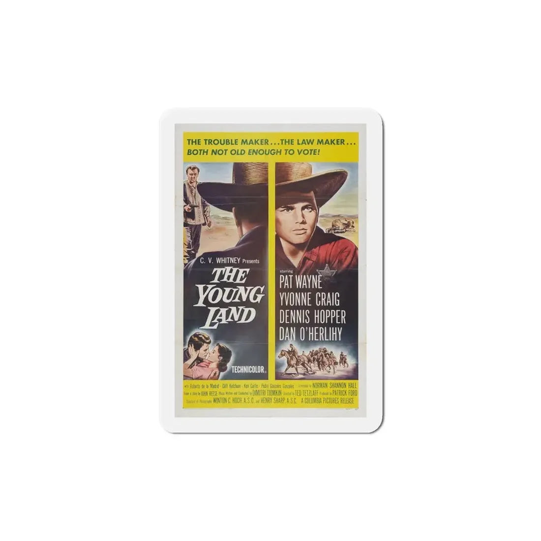 The Young Land 1959 Movie Poster Refrigerator Magnet 6 Inch - The Sticker Space