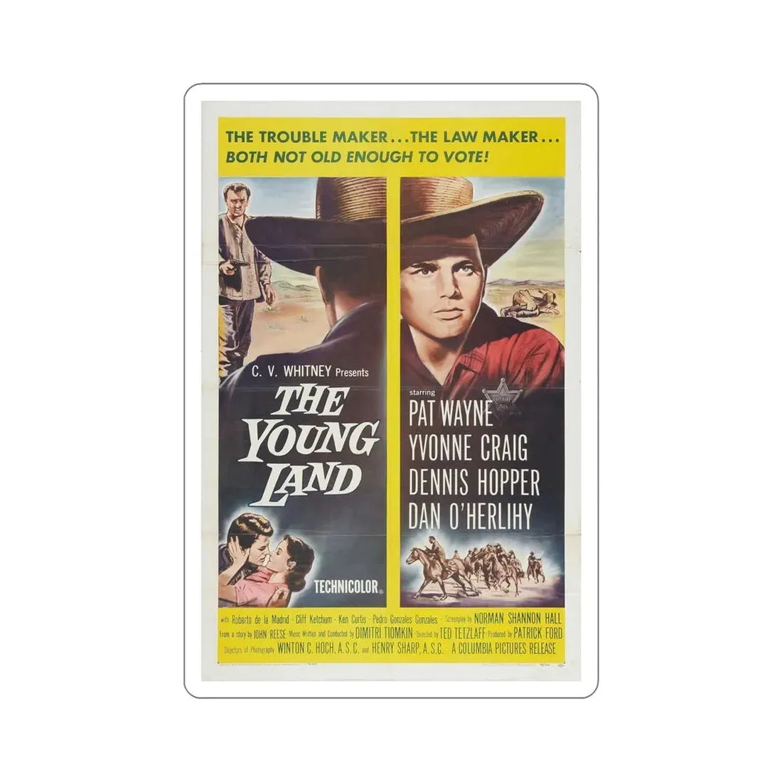 The Young Land 1959 Movie Poster STICKER Vinyl Die-Cut Decal 6 Inch - The Sticker Space