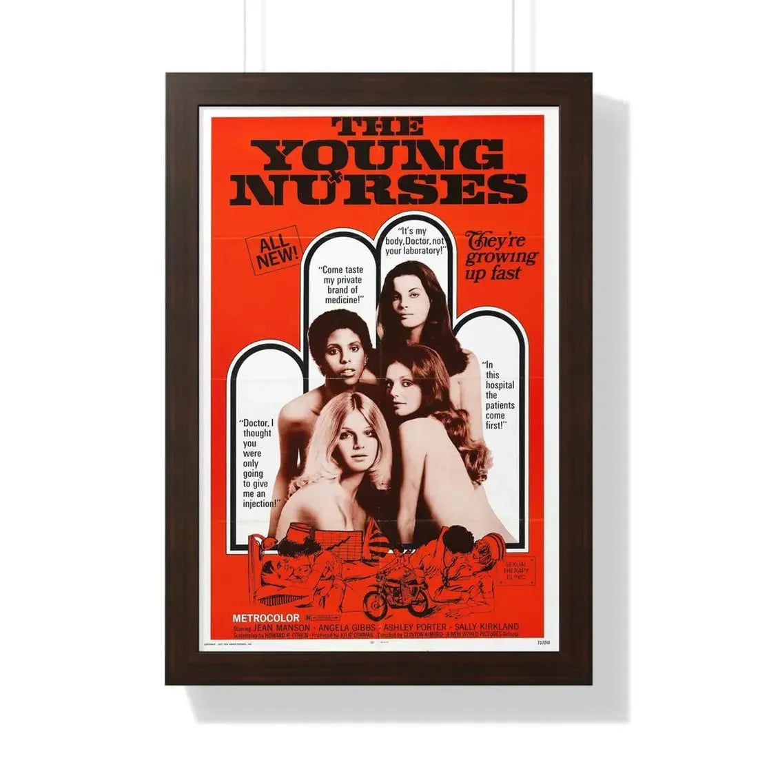 THE YOUNG NURSES 1973 - Framed Movie Poster 16″ x 24″ Walnut - The Sticker Space