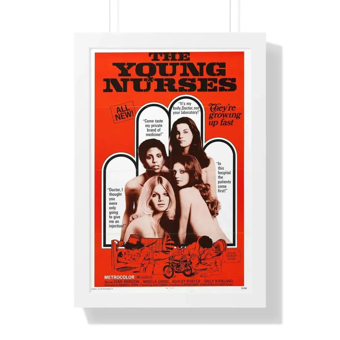 THE YOUNG NURSES 1973 - Framed Movie Poster 16″ x 24″ White - The Sticker Space