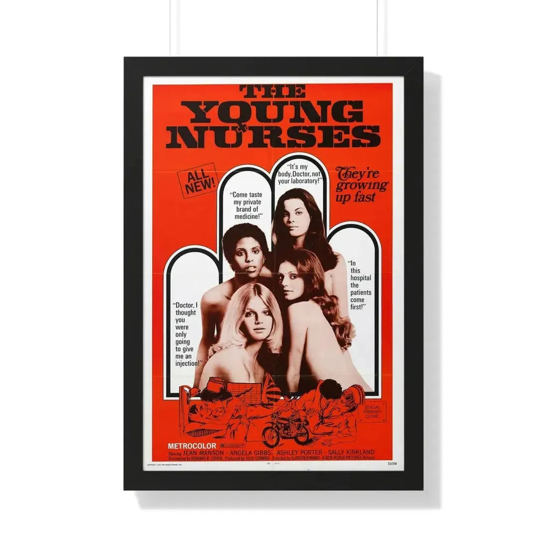 THE YOUNG NURSES 1973 - Framed Movie Poster 20" x 30" Black - The Sticker Space
