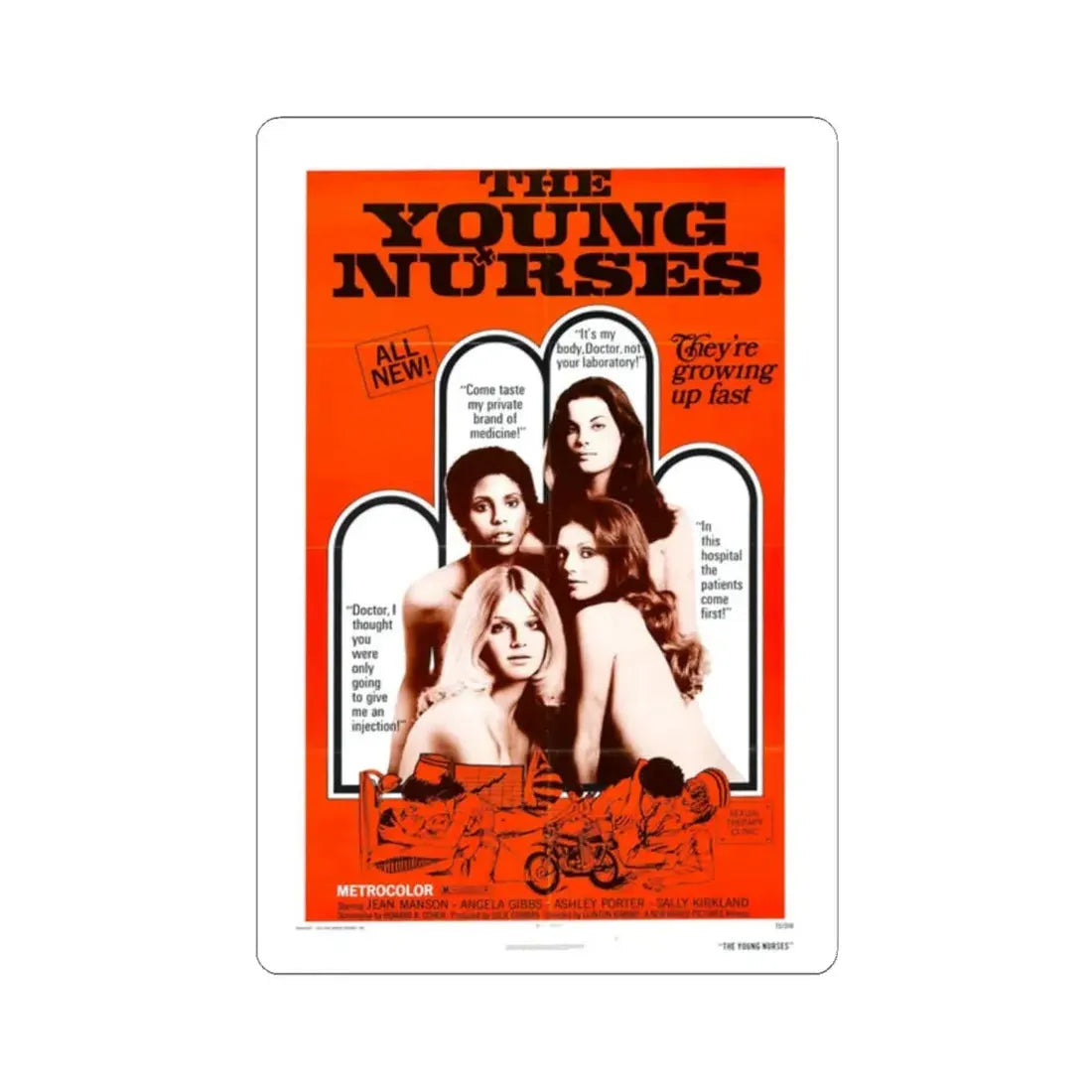 The Young Nurses 1973 Movie Poster - STICKER Vinyl Kiss-Cut Decal 2 Inch White - The Sticker Space