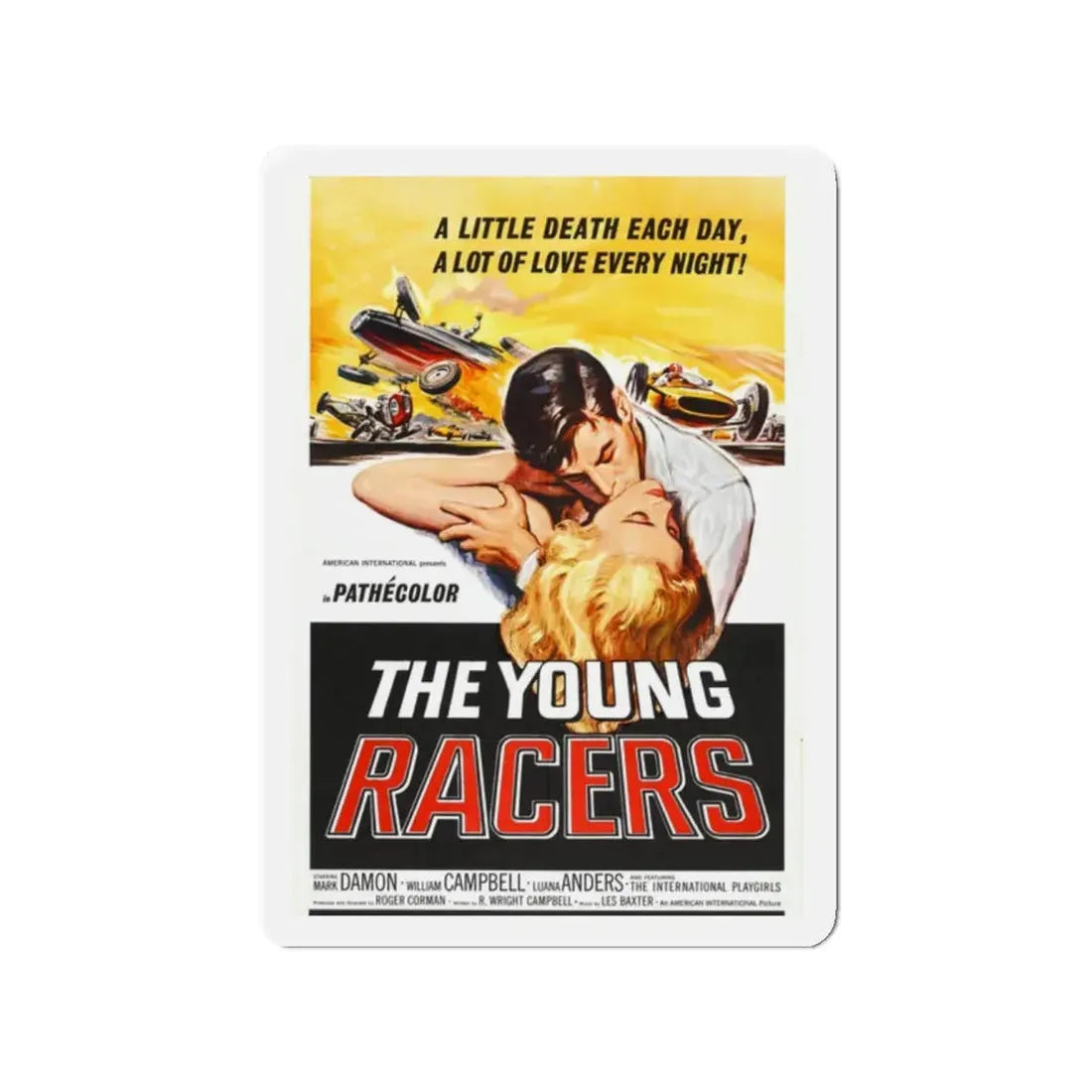 THE YOUNG RACERS 1963 Movie Poster - Refrigerator Magnet 2 Inch Die-Cut - The Sticker Space