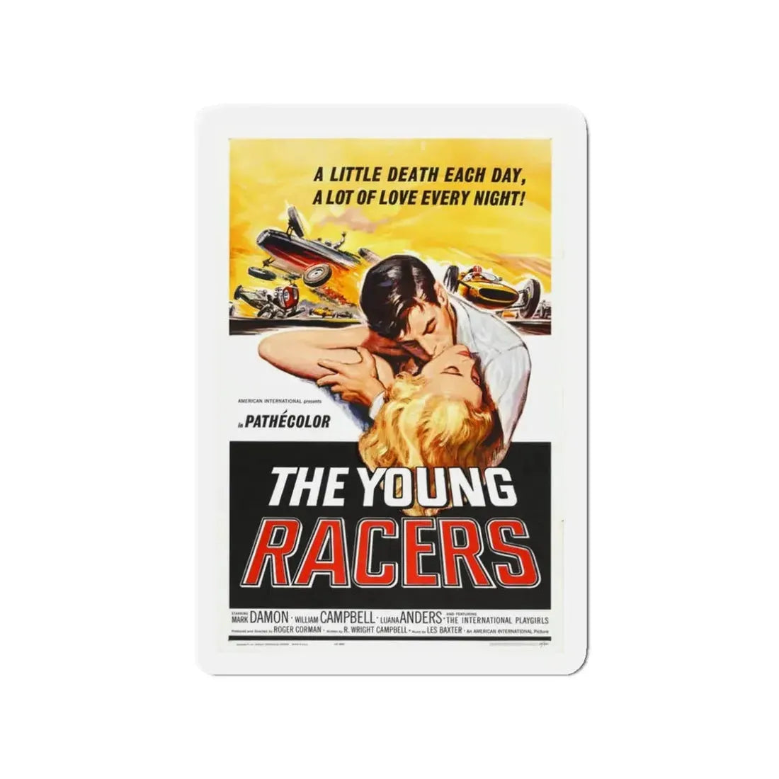 THE YOUNG RACERS 1963 Movie Poster - Refrigerator Magnet 3 Inch Die-Cut - The Sticker Space