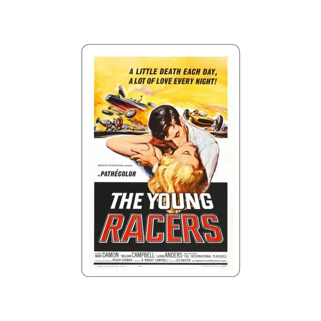 THE YOUNG RACERS 1963 Movie Poster STICKER Vinyl Die-Cut Decal 3 Inch - The Sticker Space
