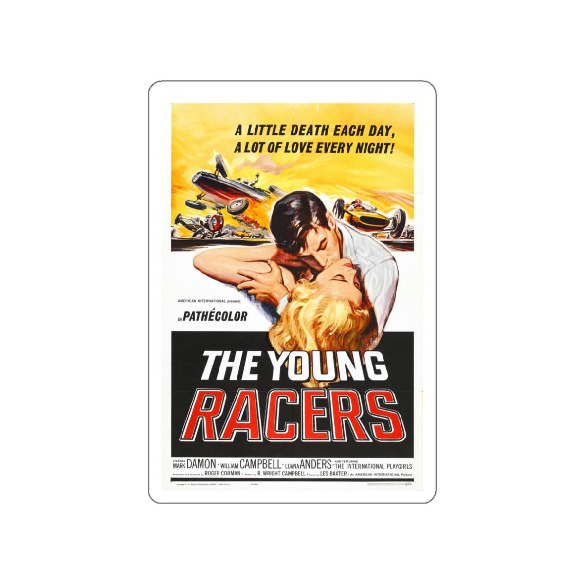 THE YOUNG RACERS 1963 Movie Poster STICKER Vinyl Die-Cut Decal-White-The Sticker Space