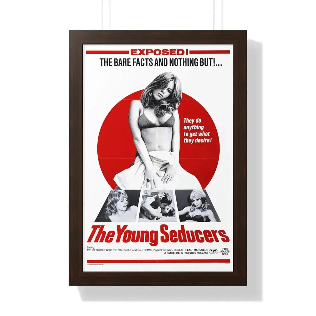 THE YOUNG SEDUCERS (SWINGIN STEWARDESSES) 1971 - Framed Movie Poster 16″ x 24″ Walnut - The Sticker Space