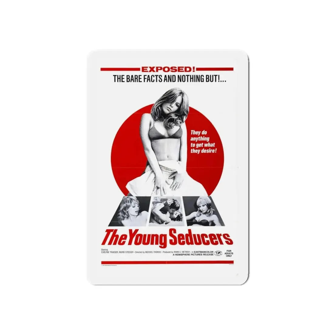 THE YOUNG SEDUCERS (SWINGIN STEWARDESSES) 1971 Movie Poster - Refrigerator Magnet 5 Inch Die-Cut - The Sticker Space