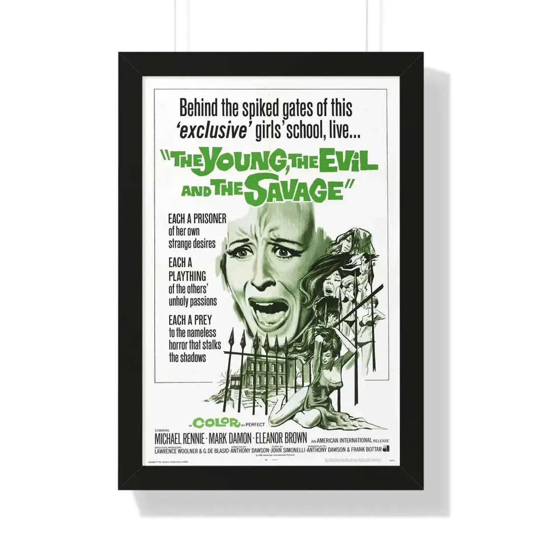 THE YOUNG, THE EVIL AND THE SAVAGE (Naked You Die) 1968 - Framed Movie Poster 16″ x 24″ Black - The Sticker Space