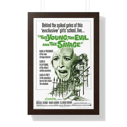 THE YOUNG, THE EVIL AND THE SAVAGE (Naked You Die) 1968 - Framed Movie Poster 16″ x 24″ Walnut - The Sticker Space