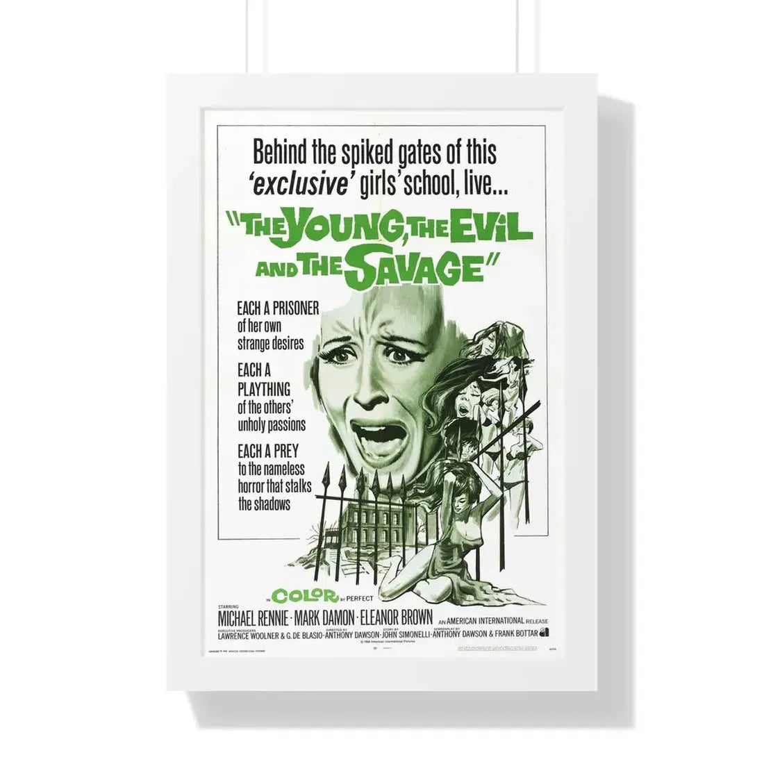 THE YOUNG, THE EVIL AND THE SAVAGE (Naked You Die) 1968 - Framed Movie Poster 16″ x 24″ White - The Sticker Space