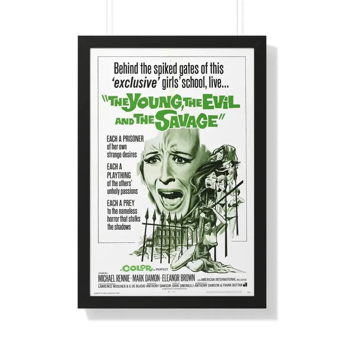 THE YOUNG, THE EVIL AND THE SAVAGE (Naked You Die) 1968 - Framed Movie Poster 20" x 30" Black - The Sticker Space