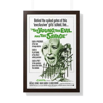 THE YOUNG, THE EVIL AND THE SAVAGE (Naked You Die) 1968 - Framed Movie Poster 20" x 30" Walnut - The Sticker Space