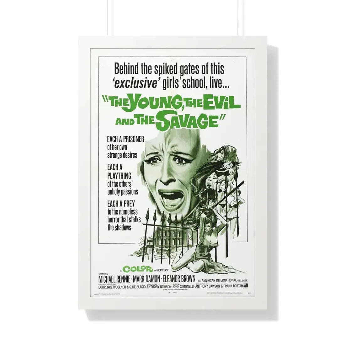 THE YOUNG, THE EVIL AND THE SAVAGE (Naked You Die) 1968 - Framed Movie Poster 20" x 30" White - The Sticker Space