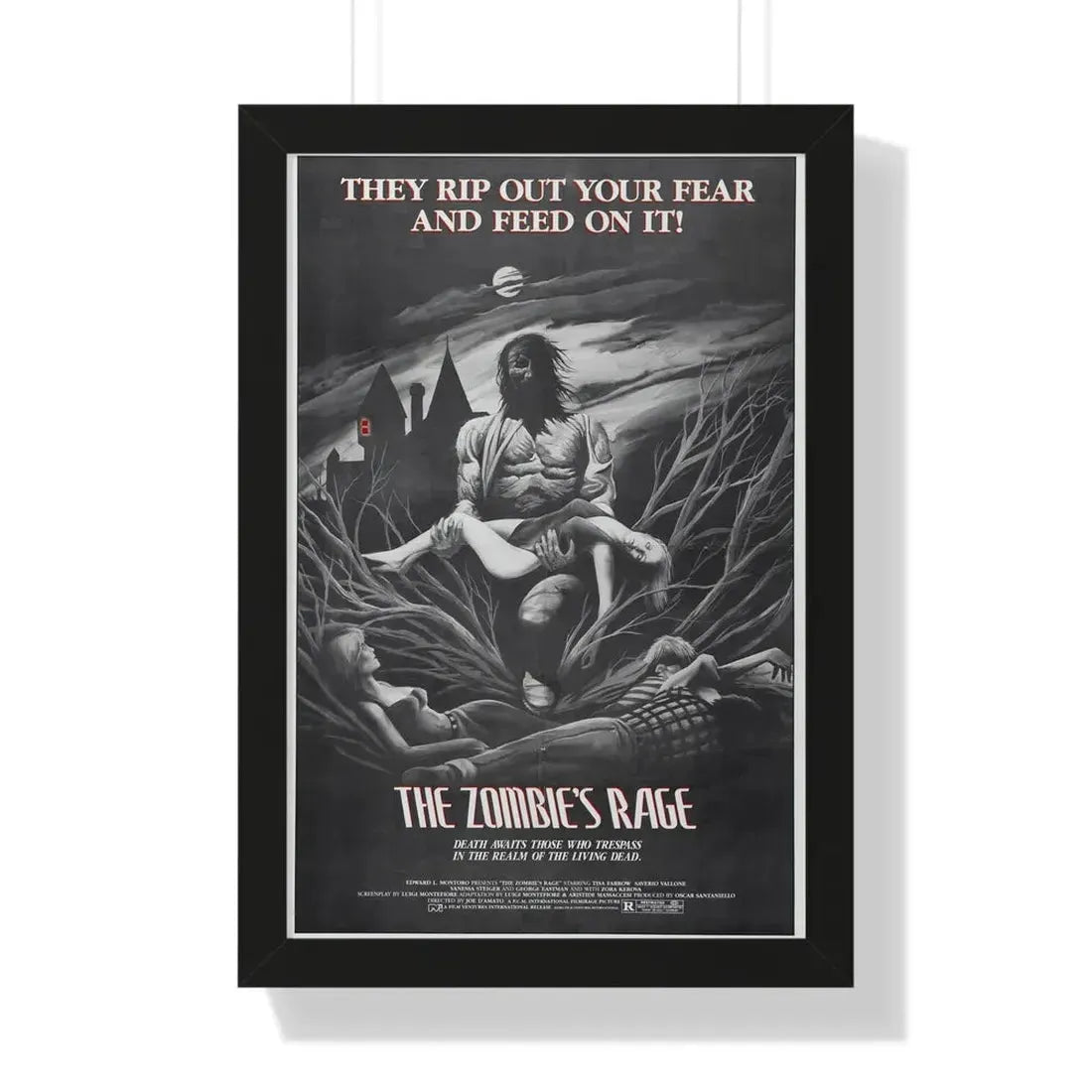 THE ZOMBIE'S RAGE (ANTHROPOPHAGUS) 1980 - Framed Movie Poster 16″ x 24″ Black - The Sticker Space